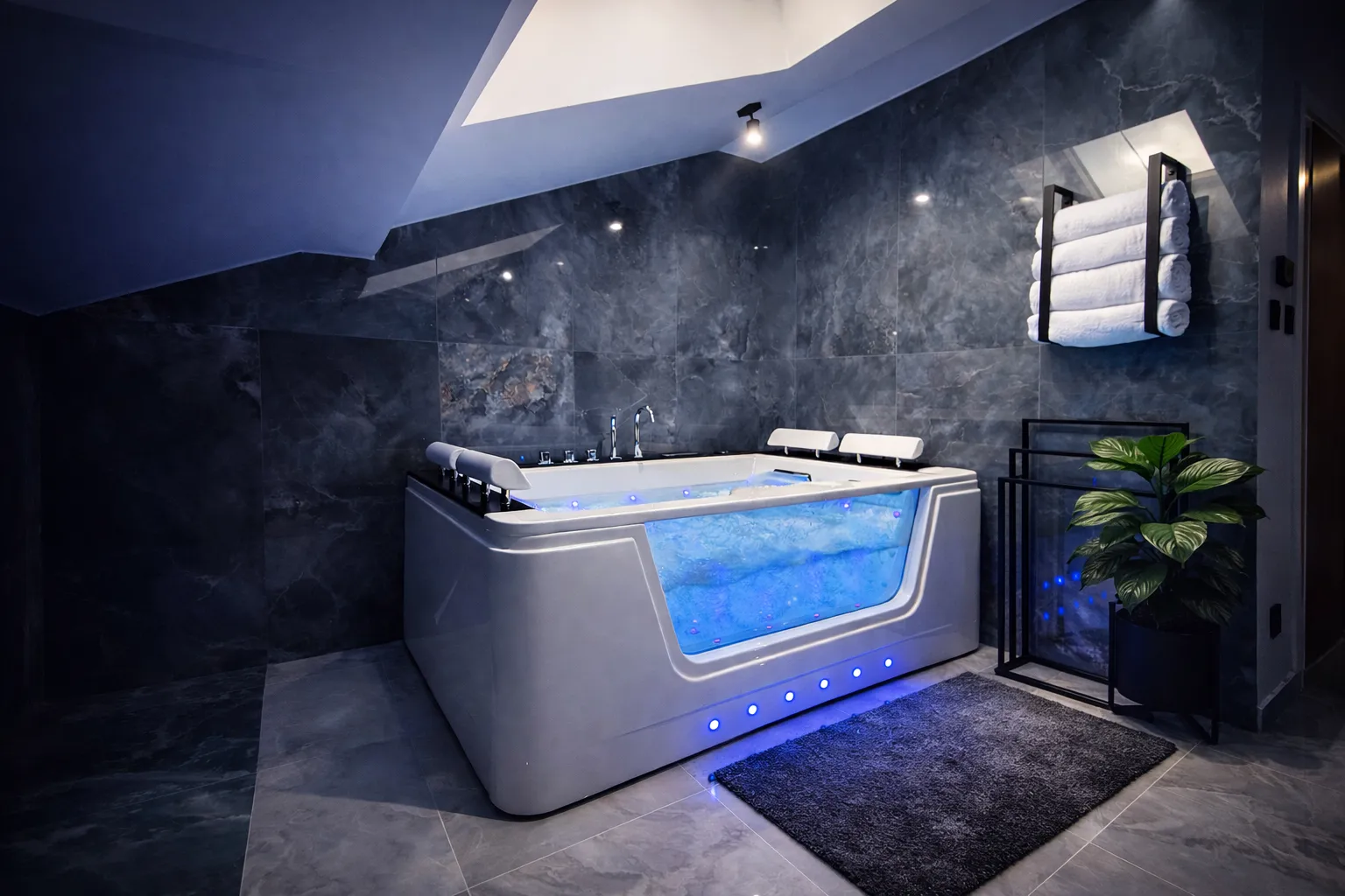 Prywatne jacuzzi i sauna w apartamencie FalHouse w Bieszczadach