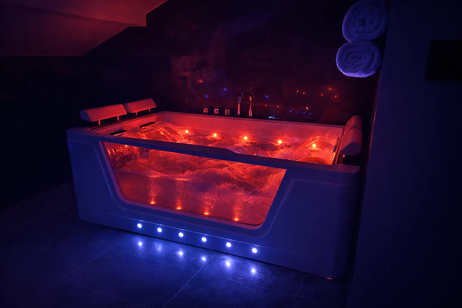 Strefa SPA FalHouse - Widok 3 Prywatna strefa SPA FalHouse Bieszczady - jacuzzi i sauna fińska w apartamencie premium - zdjęcie 3